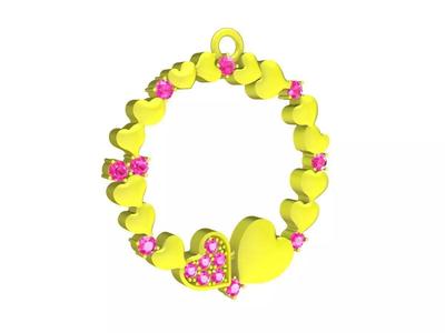 7045 Round of Hearts diamond women pendant