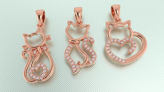 3dm and stl cat pendant printable jewelry model