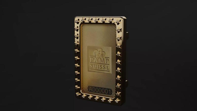 10 gram gold star diamond Credit Suisse pamp  bar frame bezel