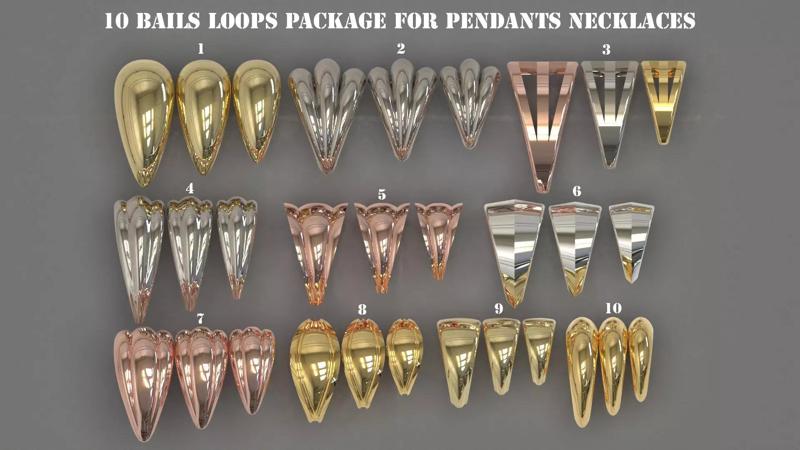 10 BAILS LOOPS PACKAGE for Pendants Necklaces