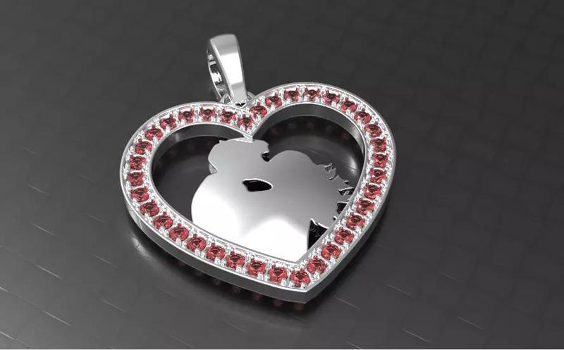 3D print model heart pendant  ST VALENTINES DAY silhouette