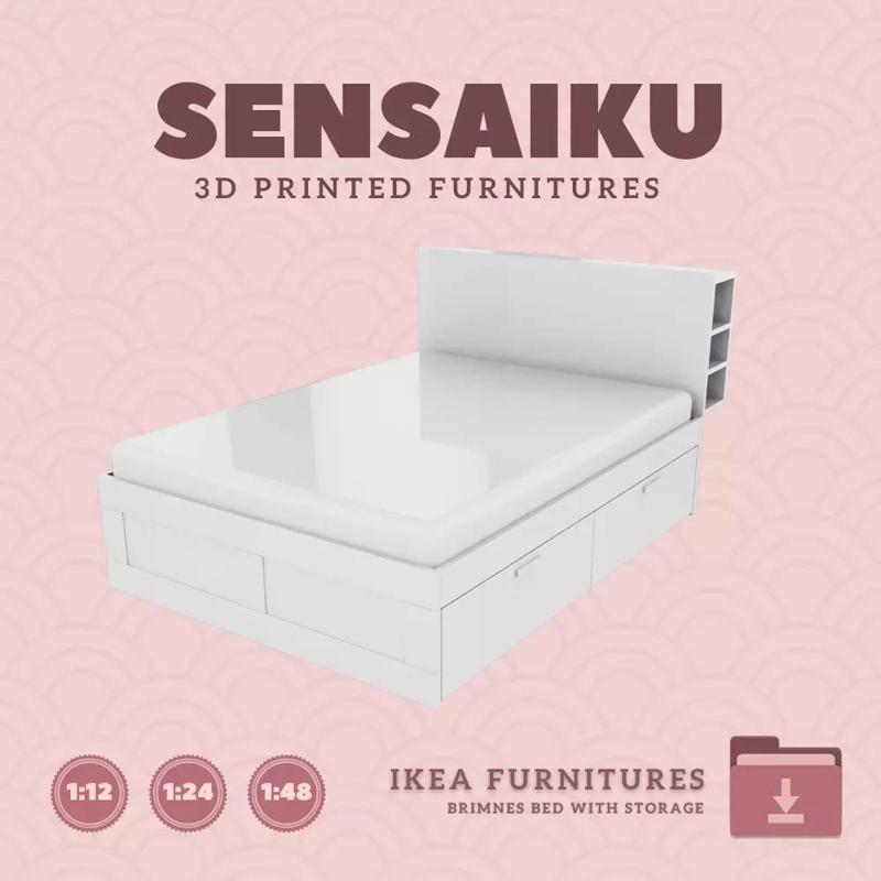 BRIMNES Bed Frame with Storage for Mini Dollhouse IKEA 3D Print