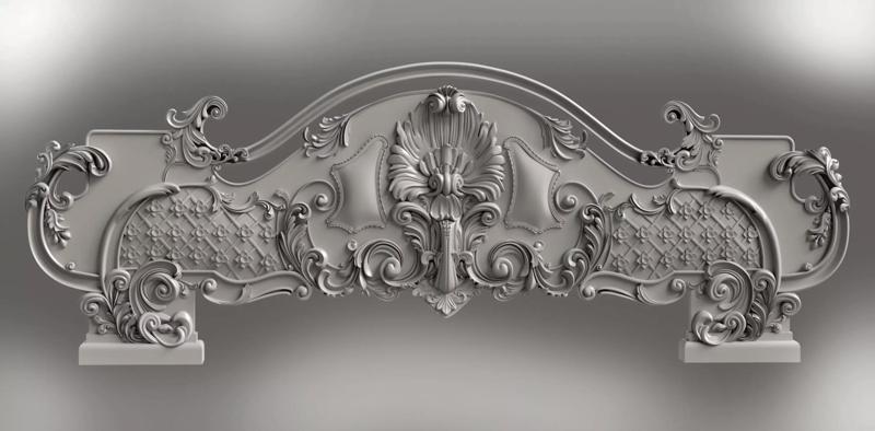 Baroque bed headboard for engraving on a CNC machine