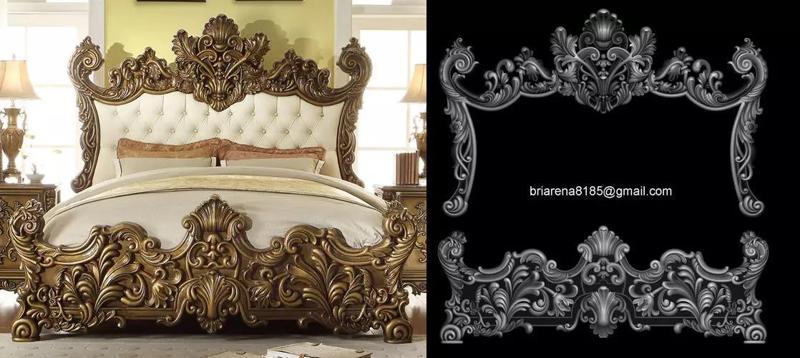 Classic Bed  3D relief models
