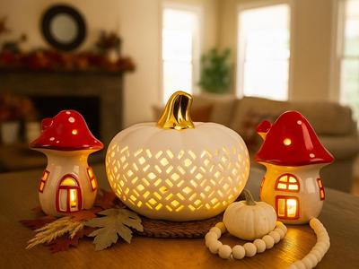 Mushroom House Autumn Table Decoration for LED Tealight