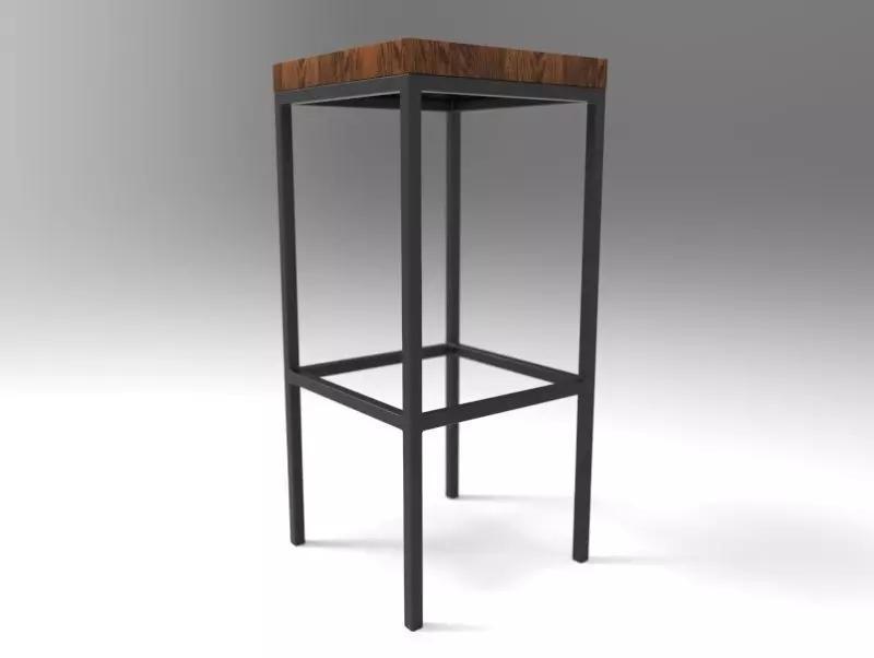 Hoker I wooden bar stool with metal legs