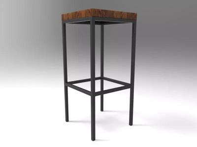 Hoker I wooden bar stool with metal legs