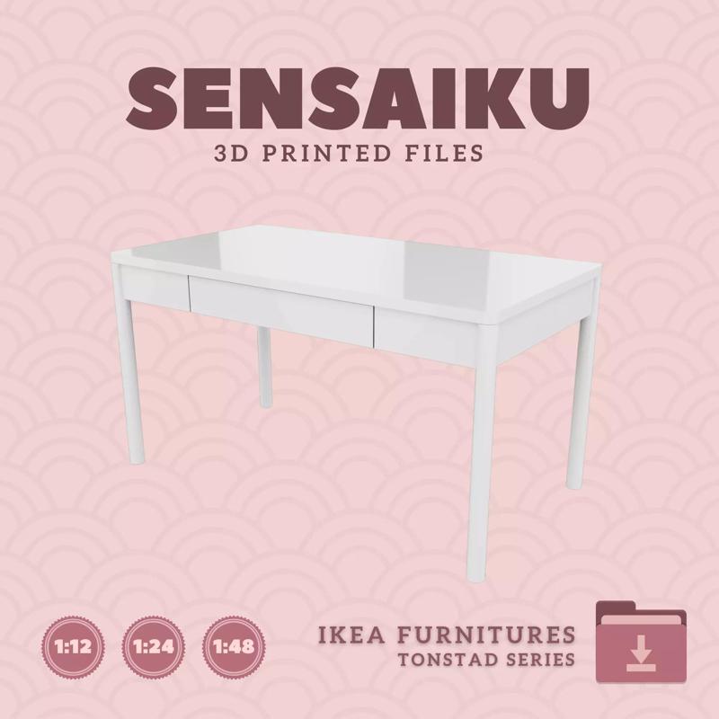 TONSTAD Desk 55 In for Miniature Dollhouse - IKEA - 3D Print