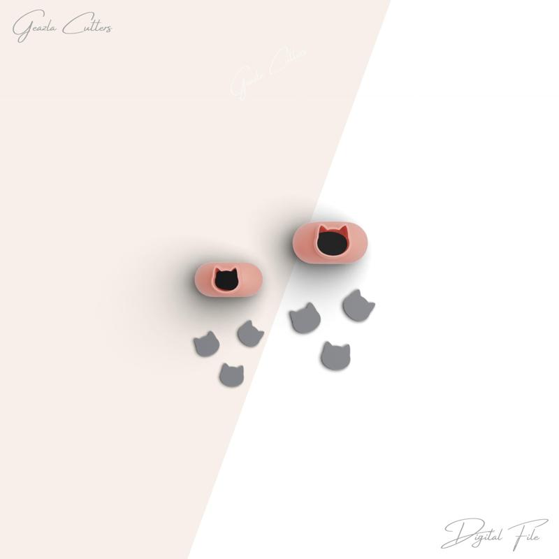 Halloween Cat Micro Clay Cutter, Halloween Polymer Clay Cutter, Tiny Clay Cutter, 2 Sizes Included, Digital STL File, No: 112