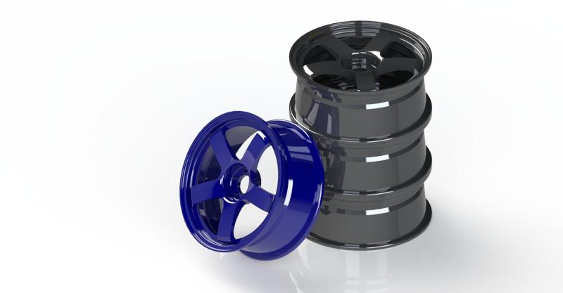 Scaled rims - Volk Racing TE37 by RangeCustom MI 5-spoke 1:24 (real cross-section)