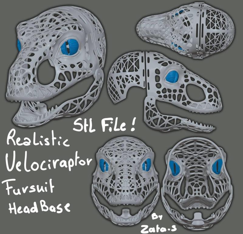 Realist Velociraptor Raptor Jurassic Park Fursuit Headbase Moving Jaw