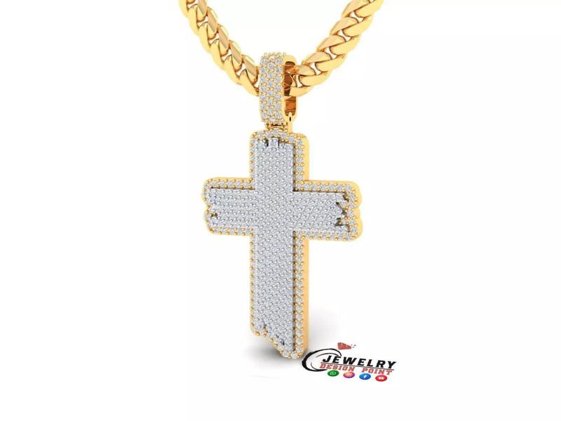 Custom Wood Cross Diamond Pendant - Crucifixion Cross Necklace