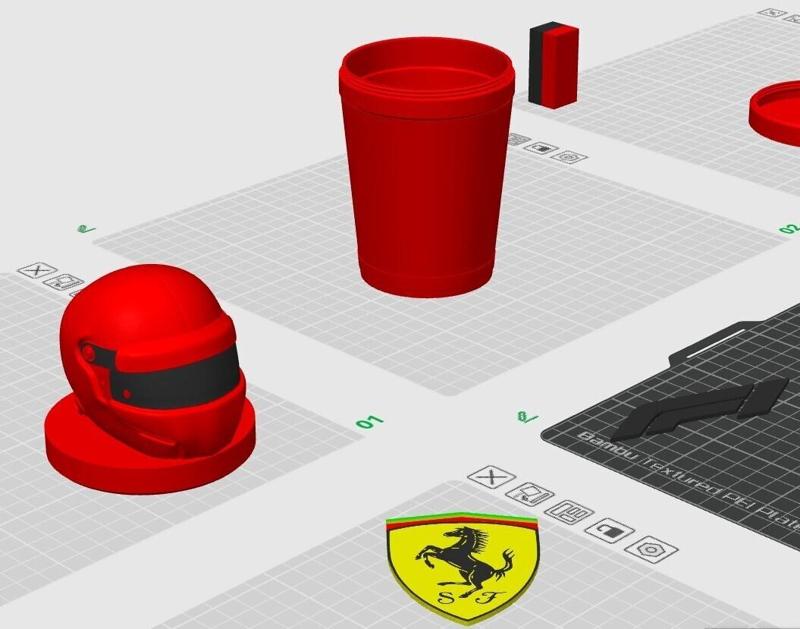 Milkshake glass F1 Ferrari F1 helmet, with and without AMS shields