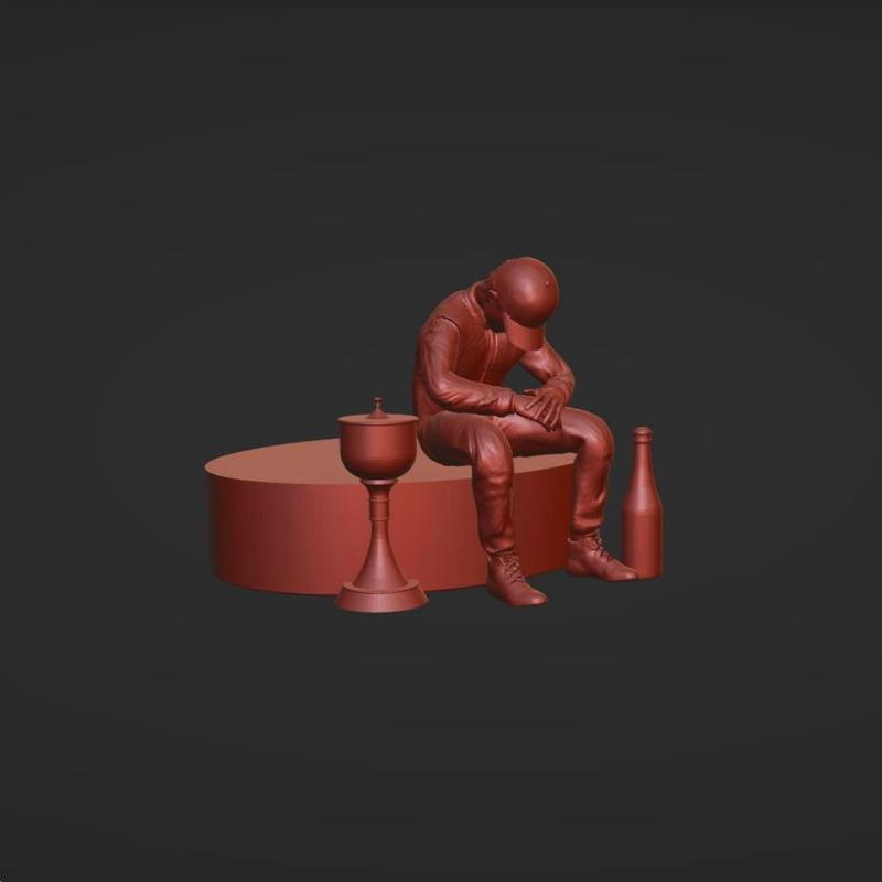 F1 CHAMPION POSE CHECO WHIT CUP, BOTTLE, AND BASE