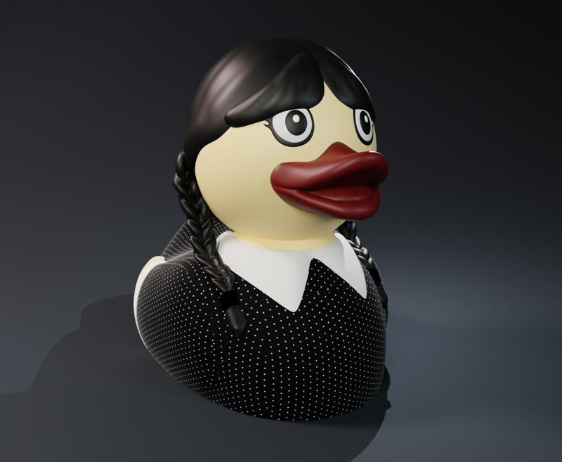 Cute Wednesday Addams Rubber Duck