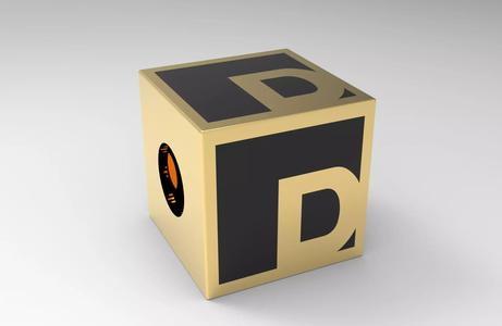 Hollow cubic bead D alphabet