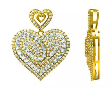 JCD format Delicate heart shape with baguette cut desgin pendant