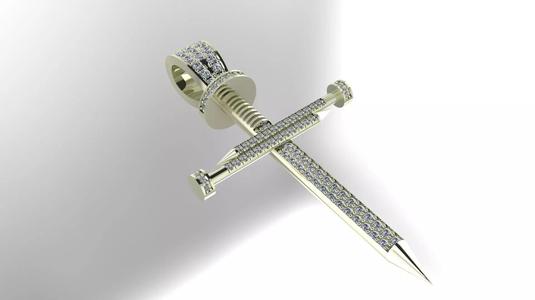 Cartier Cross nail with stones Printing Model