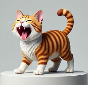 2229 Laughing Cat - 3D Printed Full-Figure Statue, pug, dachshund, poodle, cat, zebra, camel, beagle, peacock, lion, fox, bull terrier, pomeranian, galgo, wolf, doberman pinscher, newfoundland, elephant, crocodile, german shepherd