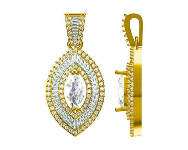 JCD Format Minimalist drop shape with baguette cut design