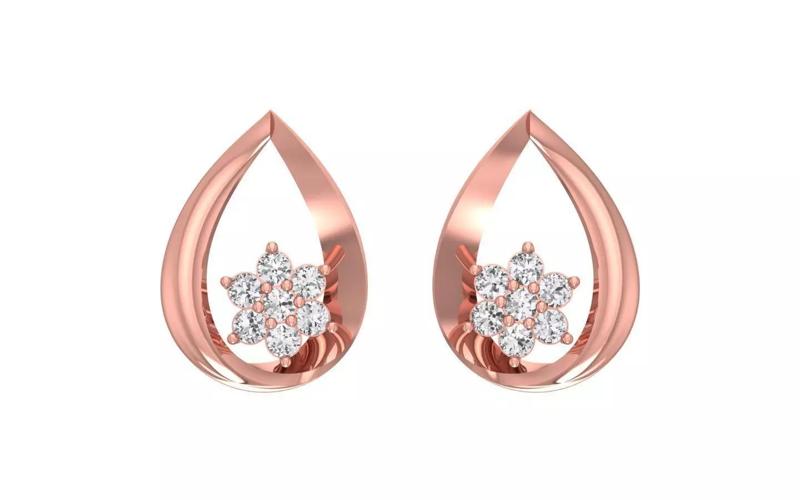 Women Solitaire Earring 3dm STL OBJ FBX Render Details