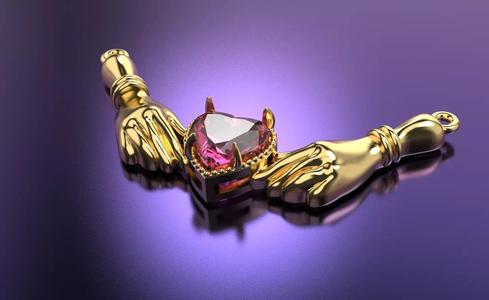 Pendant Necklace stone heart in hands