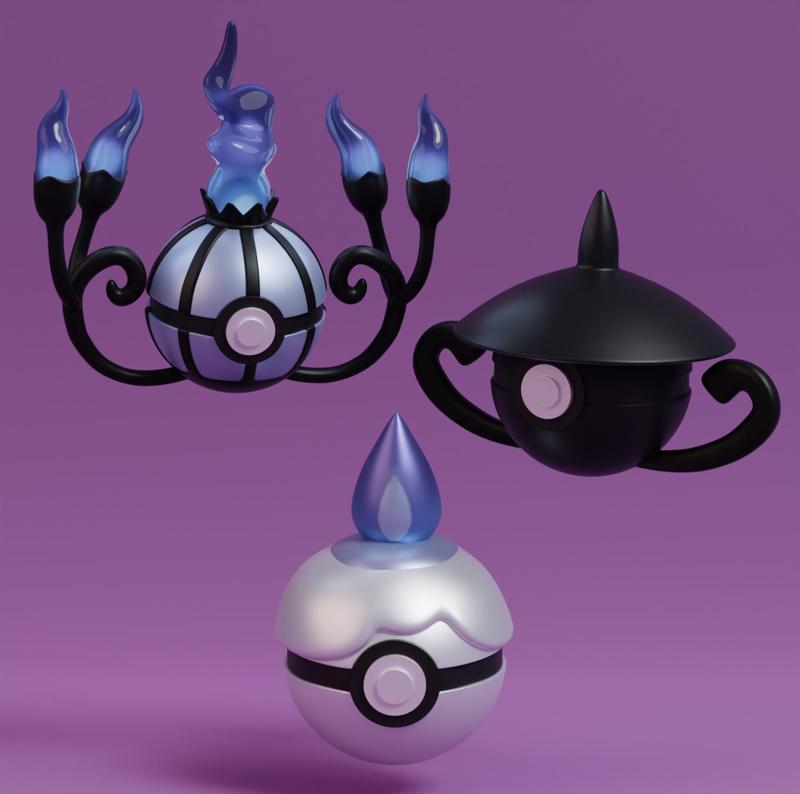 Pokemon Litwick Lampent Chandelure Pokeball