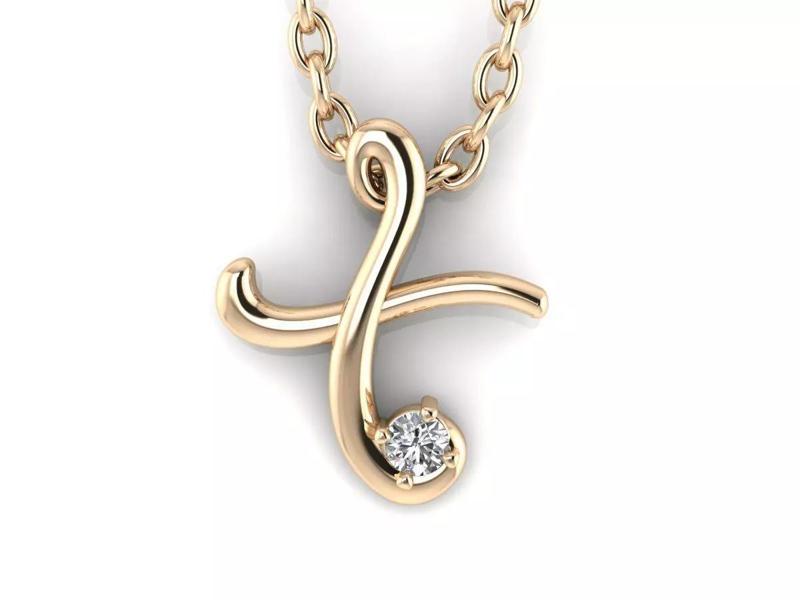 Pendant X letter f in gold
