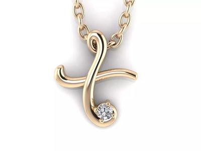 Pendant X letter f in gold