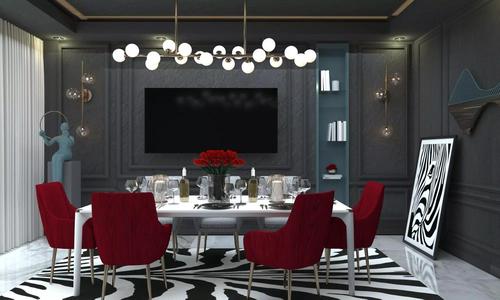 Diningroom dining room with walls and zebra rug