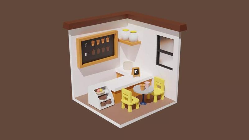 3D model coffee shop