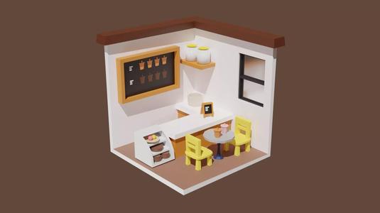 3D model coffee shop