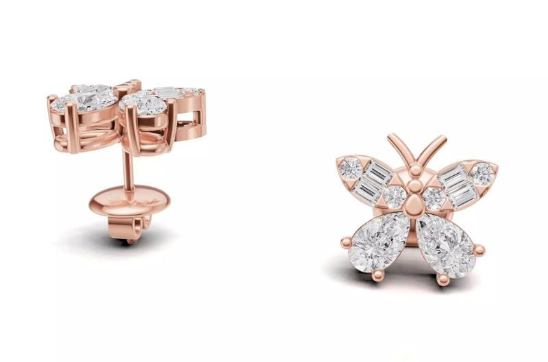 Butterfly Diamond Stud Earrings for Women