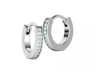 Diamond Hoop Earrings Small Hoops flat profile 3dmodel