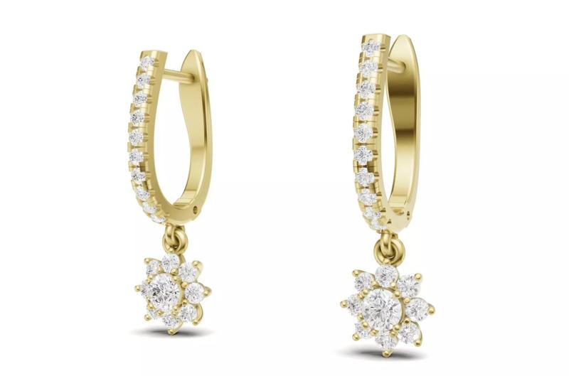 Diamond Cluster Bali Earrings For Women