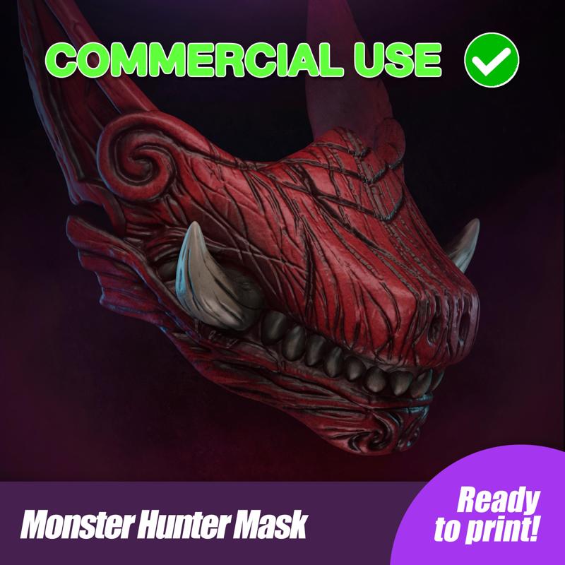 MONSTER HUNTER WORLD ODOGARON GIRL MASK COMMERCIAL USE READY TO PRINT