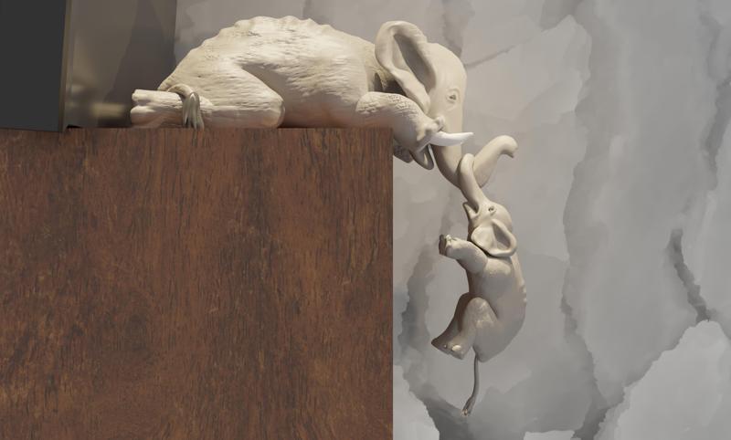 Elephants, mother and son