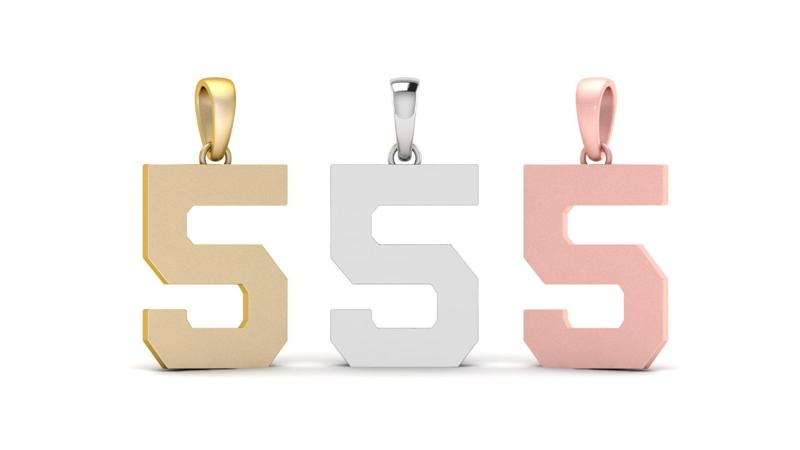 Number 5 Font Plain Gold Pendant