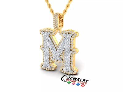 Custom Initial M Letter Diamond  A to Z Alphabet  Necklace