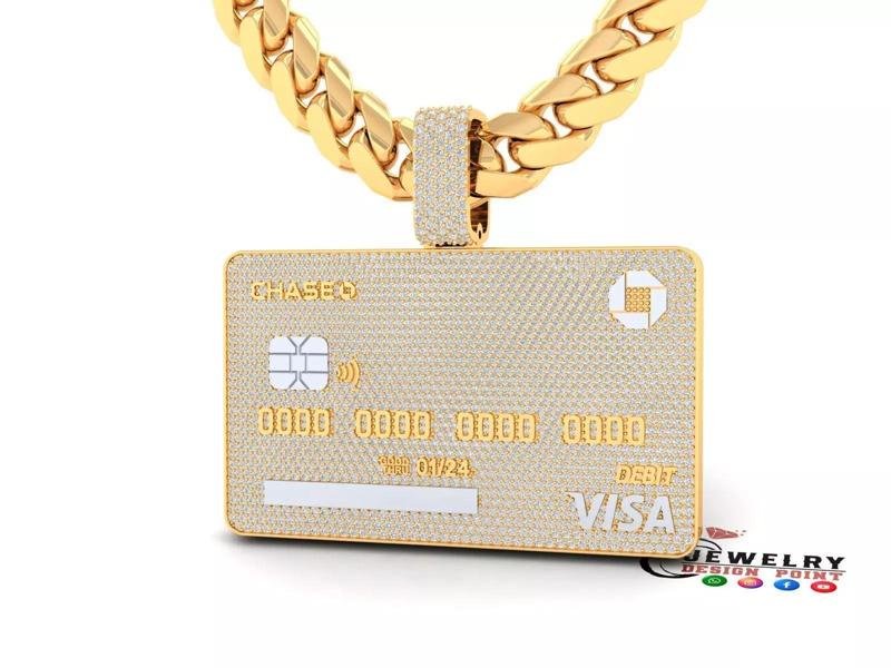 Custom Debit Card Diamond Pendant - Credit Card Necklace
