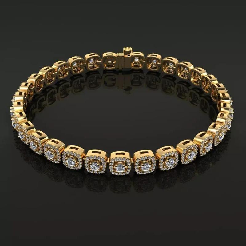 Diamond Cushion Halo Bracelet Tennis
