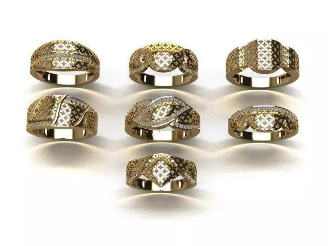 there are 7 jewelry rings in this file 3D Model Collection