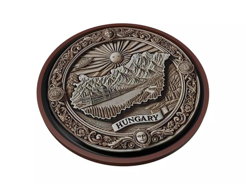 Hungary Map Medallion Relief