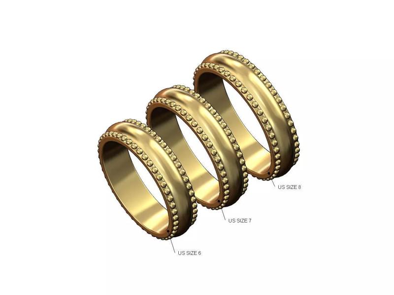 Simple dotted dome band US sizes 6 7 8