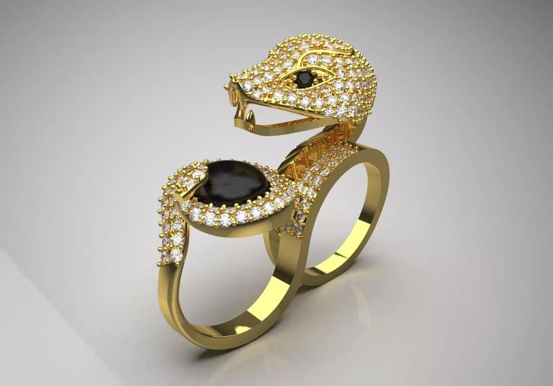Luxury yellow gold snake design ring jr00082