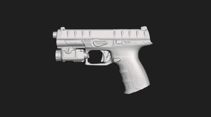 Beretta Apx Nightstick TCM 550 XL Real Size 3d Scan Gun Mold