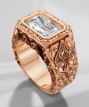 Signet Mens Ring With Scroll Ornaments