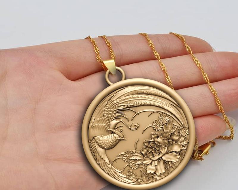 bird with flower pendant