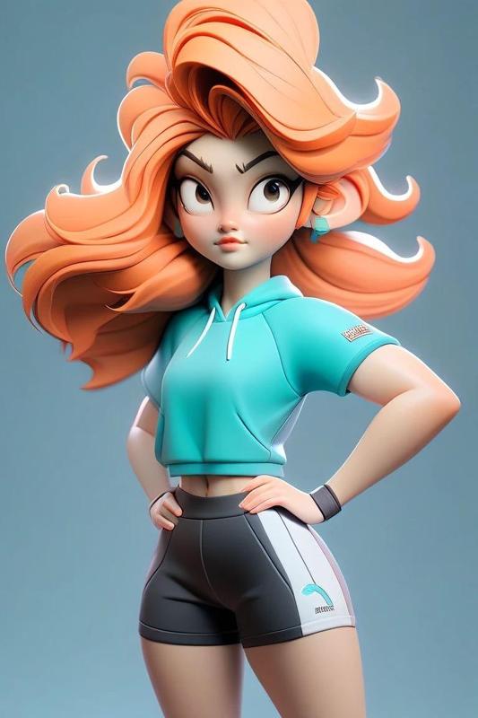 Cartoon Girl 3D Model – Sporty & Stylish Figurine