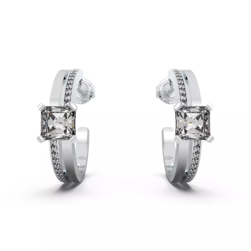 EARRING-298-JEWELRY hoop earrings gold - rhodium plated - swa...